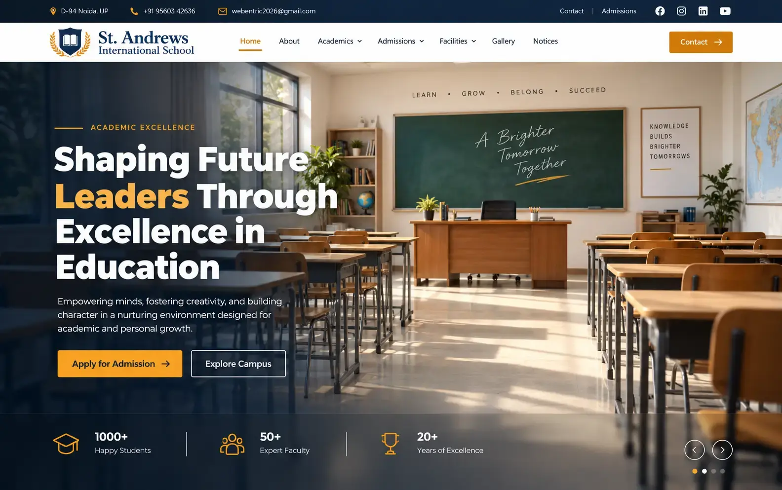 School Website — website designed and developed by Webentric
