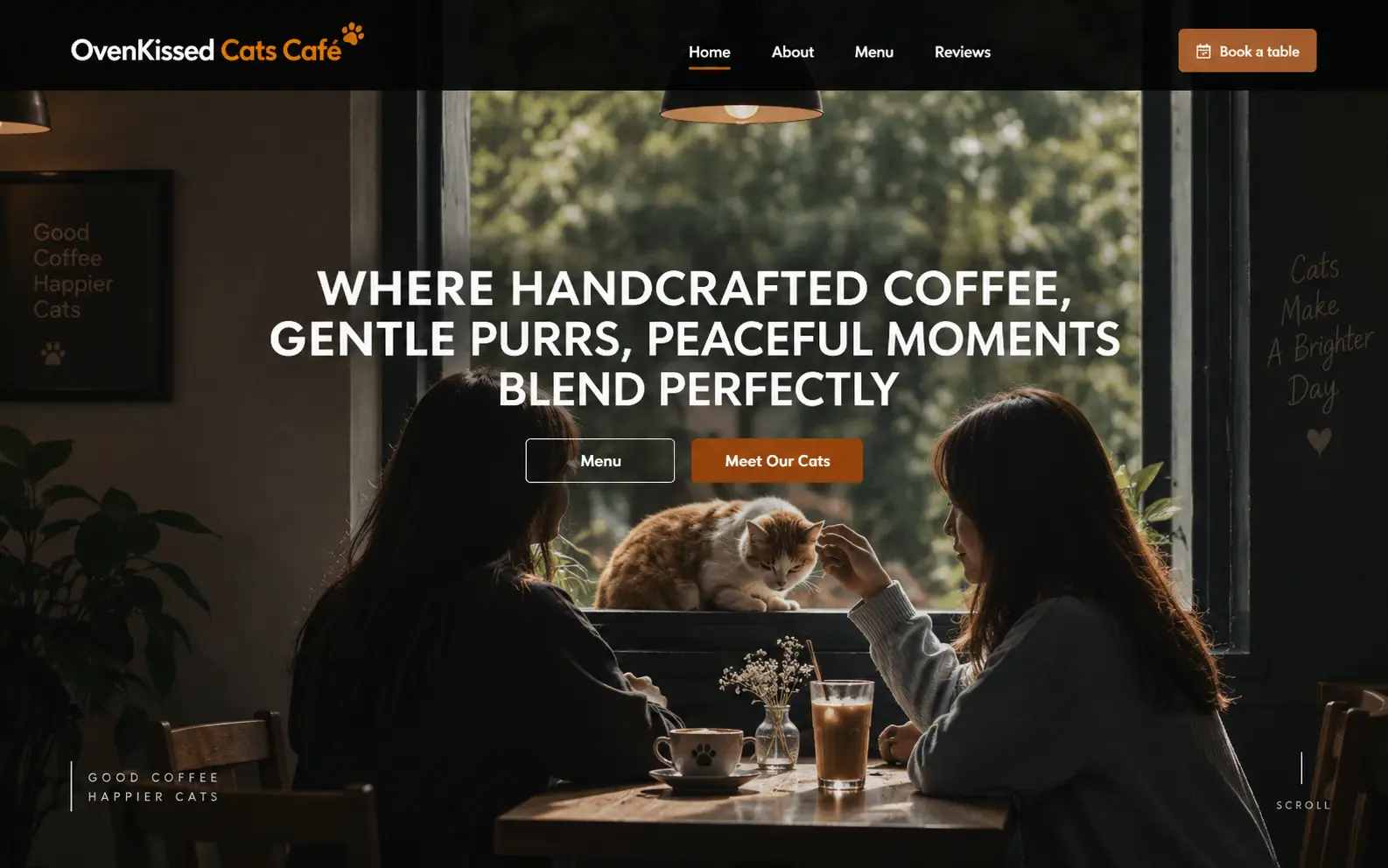 Landing Page for a Cafe — website designed and developed by Webentric