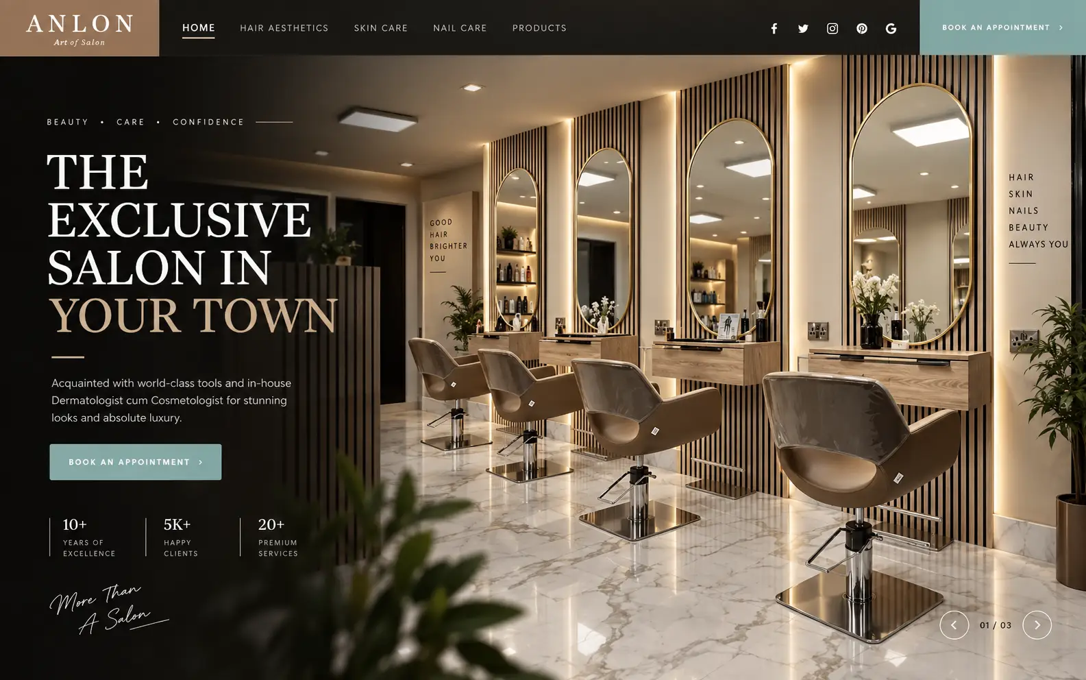 Salon Website — website designed and developed by Webentric